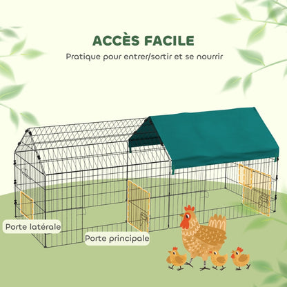 Steel Cage for Small Animals with Doors and Top Cover, for Rabbits, Chinchillas, Chickens, 185X75X75 Cm, Green