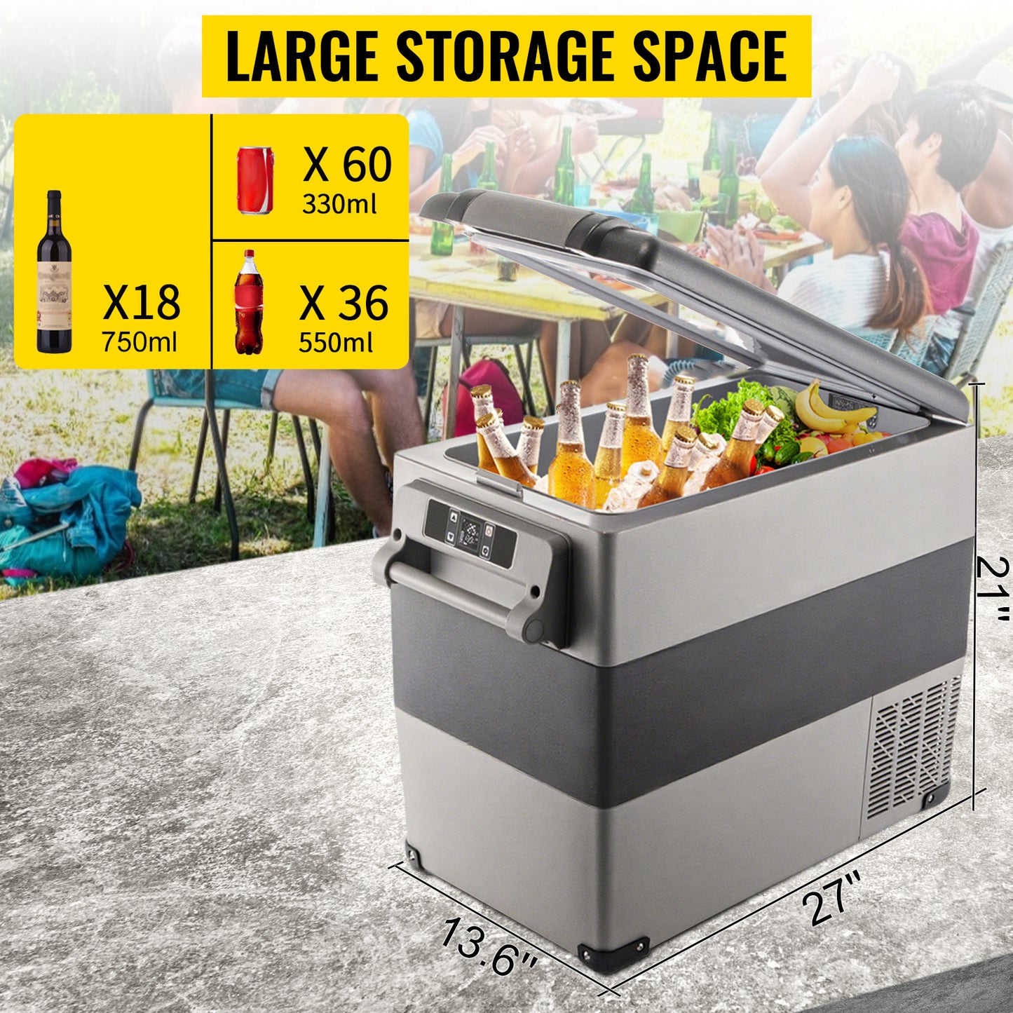 SucceBuy 15L - 55L Car Refrigerator Mini Fridge Freezer Portable Compressor Cooler DC 110-240V Ice Box for Camping RV Travel