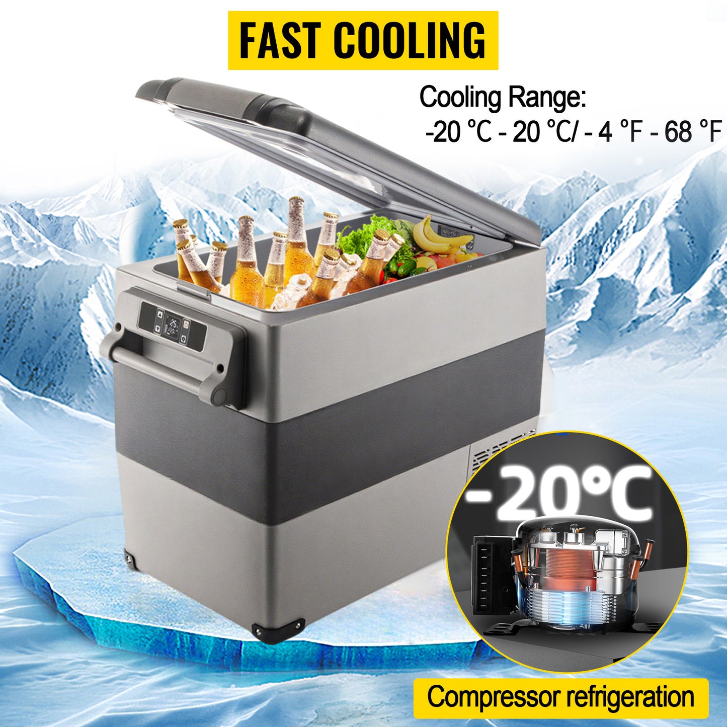 SucceBuy 15L - 55L Car Refrigerator Mini Fridge Freezer Portable Compressor Cooler DC 110-240V Ice Box for Camping RV Travel