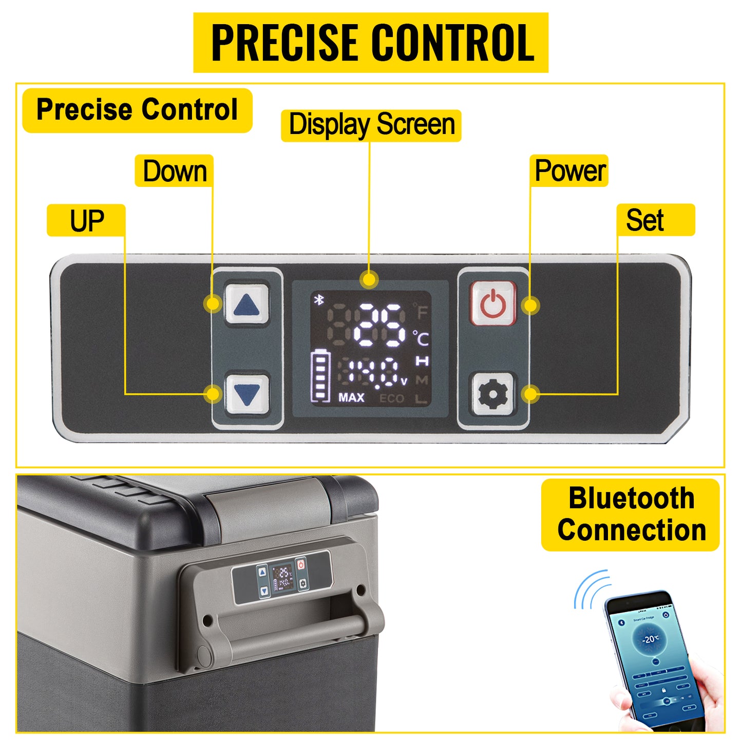 SucceBuy 15L - 55L Car Refrigerator Mini Fridge Freezer Portable Compressor Cooler DC 110-240V Ice Box for Camping RV Travel