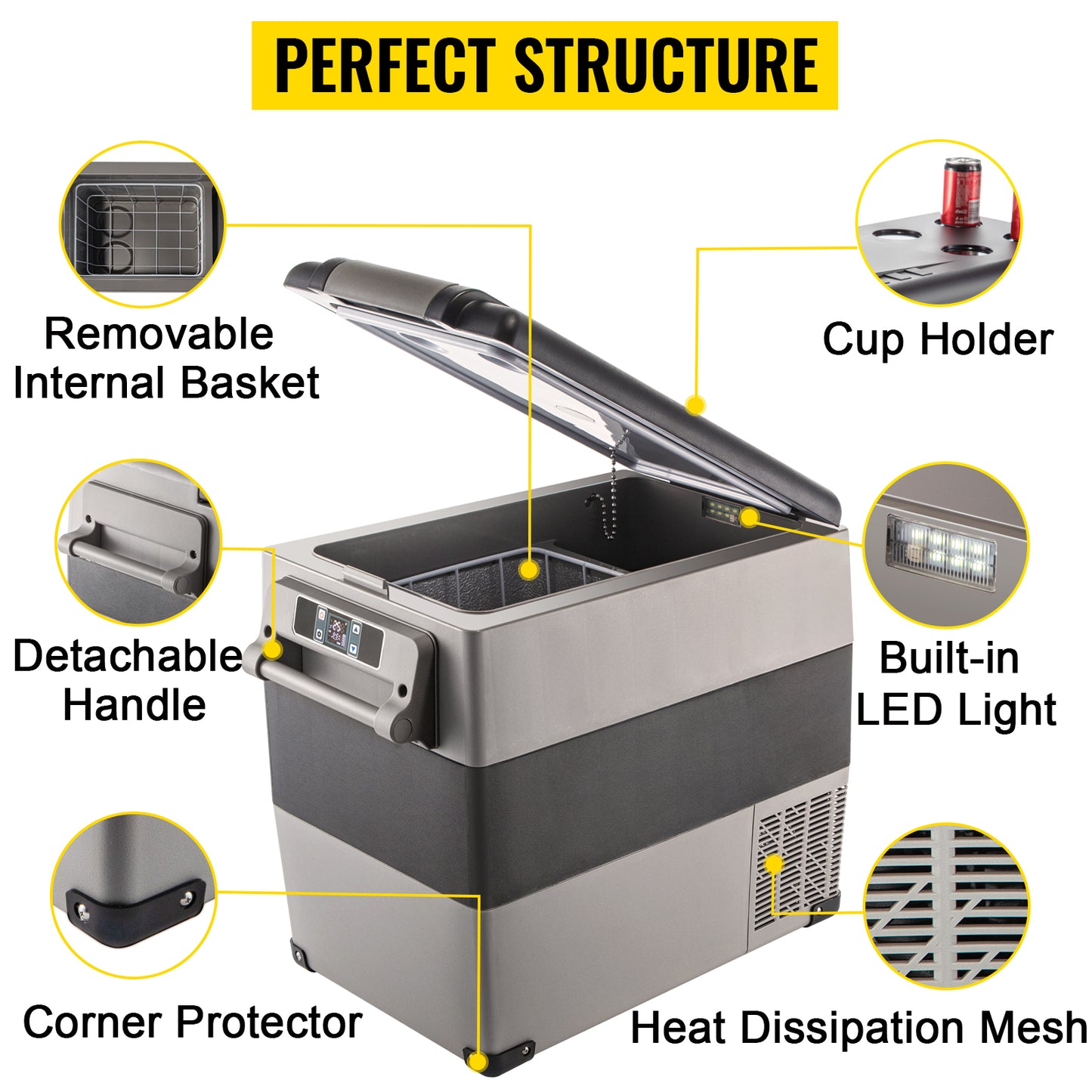 SucceBuy 15L - 55L Car Refrigerator Mini Fridge Freezer Portable Compressor Cooler DC 110-240V Ice Box for Camping RV Travel