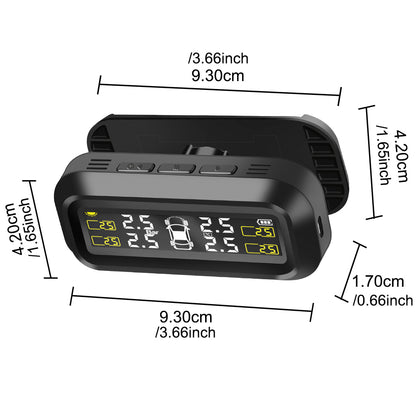 Solar Power External Sensor 2025 Auto Security Alarm Tyre Pressure Car TPMS Tyre Pressure Monitoring System Digital LCD Display