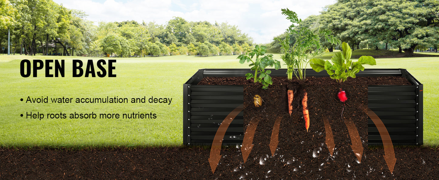 SucceBuy Raised Garden Bed Outdoor Planting Boxes with Open Base for Growing Flowers/Vegetables in Backyard/Garden/Patio/Balcony