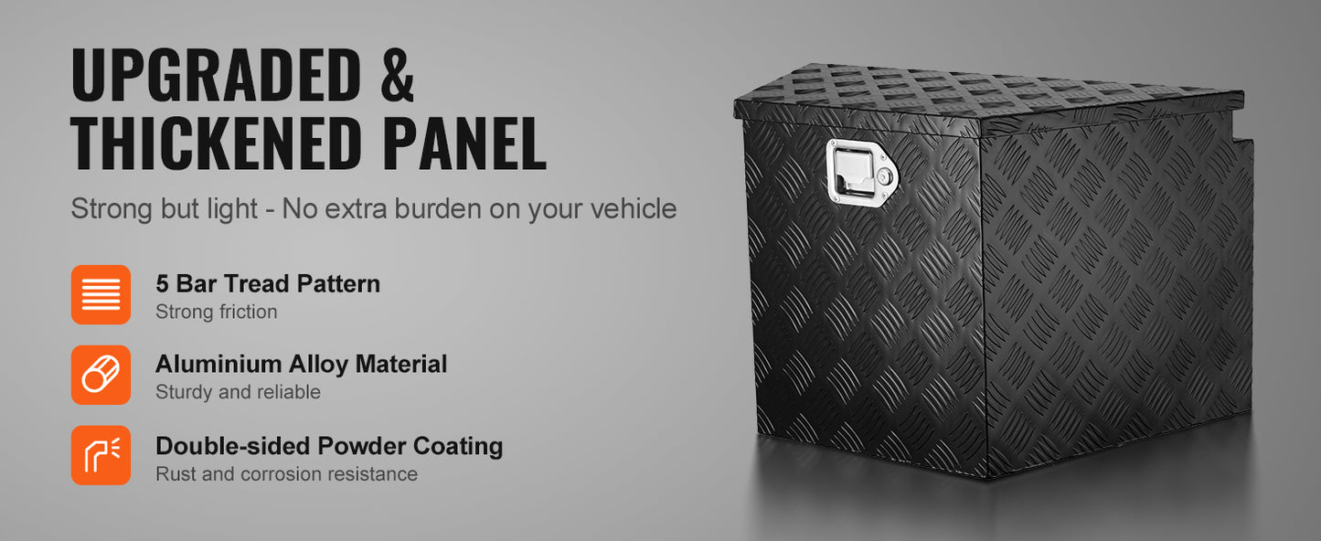 SucceBuy Trailer Tongue Box Aluminum Alloy Tongue Box Tool Chest Heavy Duty Trailer Box Utility Trailer Tongue Box for Pickup