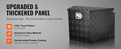 SucceBuy Trailer Tongue Box Aluminum Alloy Tongue Box Tool Chest Heavy Duty Trailer Box Utility Trailer Tongue Box for Pickup