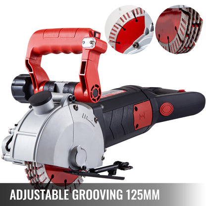 SucceBuy Max 4800W Wall Chaser Concrete Cutter Electric Laser Aiming Groove Slotting Machine 125mm Circular Saw Cutting Tool